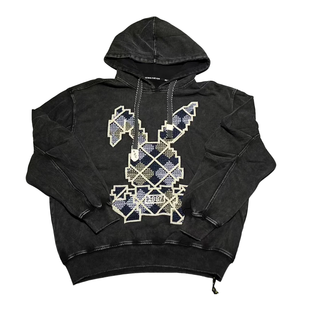 肖总欧货总仓【MX潮牌】分割小兔秋季新款长袖连帽卫衣20217