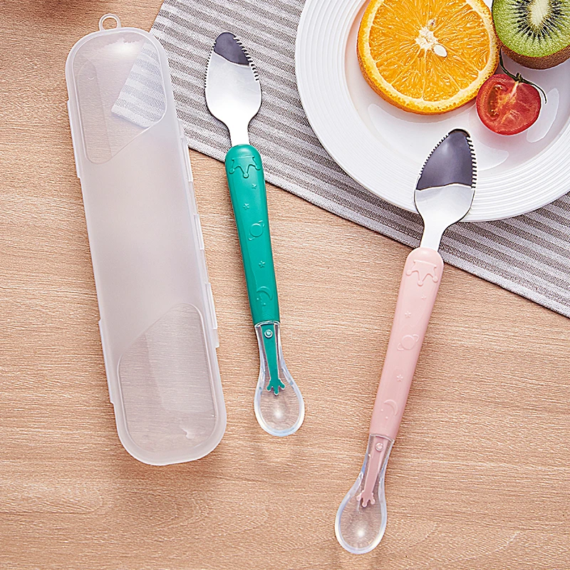 316不锈钢双头刮泥勺婴儿辅食勺宝宝勺子自主进食