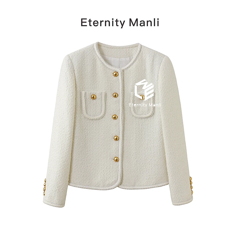 【白羽】7024秋季女上衣女外套气质针织粗花呢秋冬小香风时尚轻奢