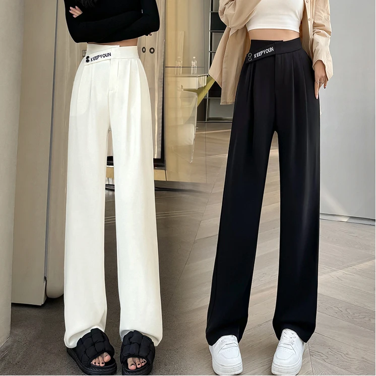 2024爆款休闲西装阔腿裤高腰宽松显瘦收胯小个子直筒裤夏季拖地裤