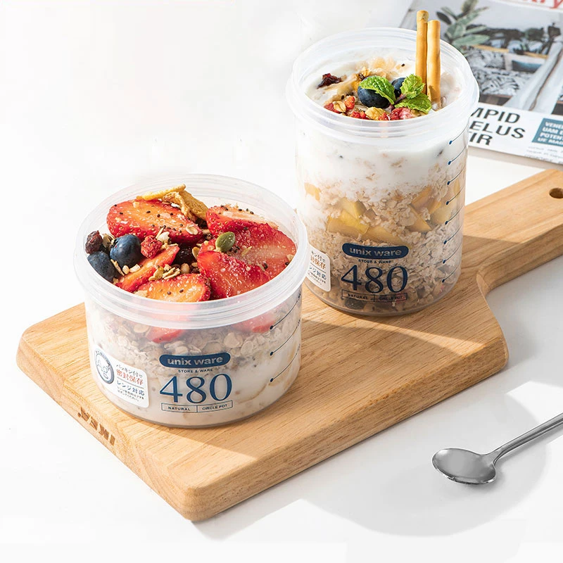 asvel隔夜燕麦杯带盖早餐杯便携酸奶杯可微波密封泡牛奶杯