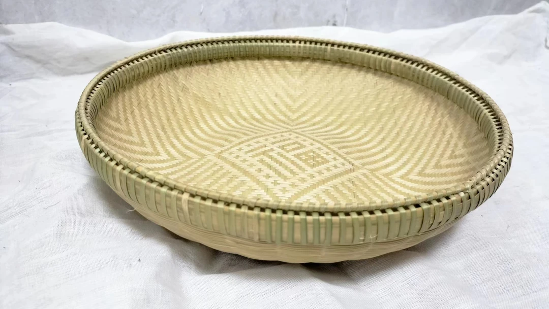 纯手工纯竹子编制金竹精编高端款簸萝（直径26公分高6.5公分）