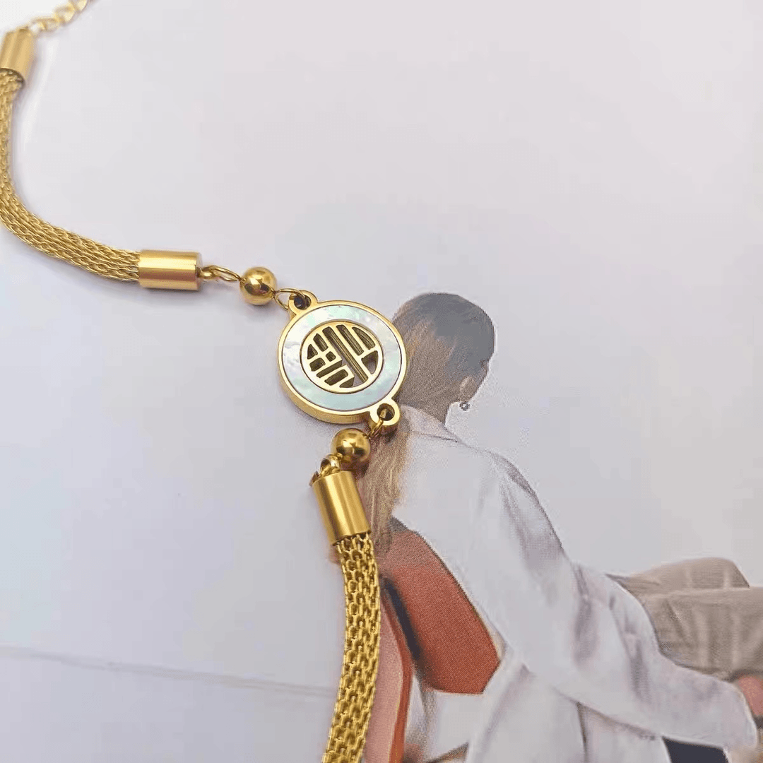 钛钢手链 6025  时尚福牌手链 约15+5cm