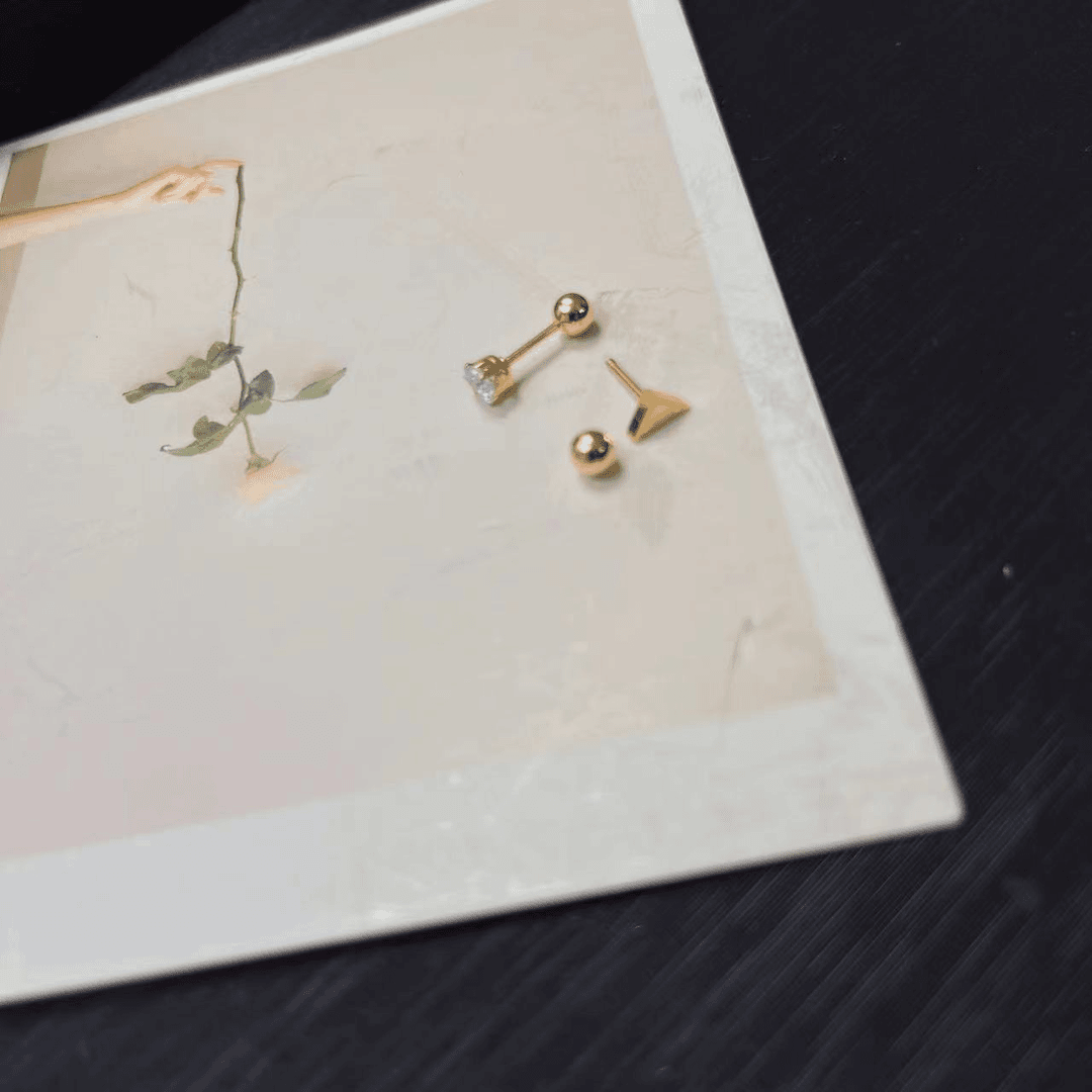 钛钢耳饰 6260 简约AB版耳钉