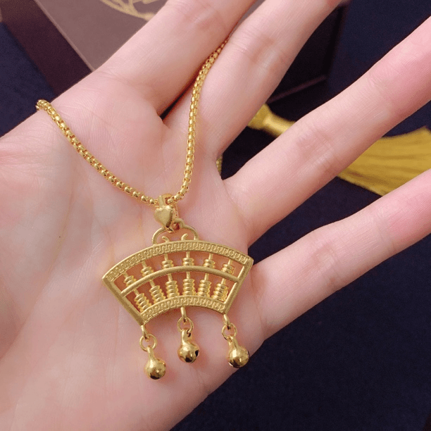 铜合金项链 6229 国风算盘锁项链 约42+4厘米