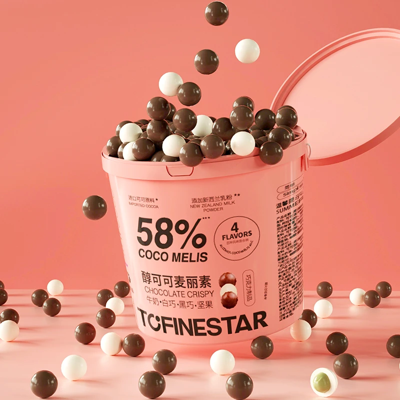 多乐星球四口味麦丽素桶装520g怀旧黑巧克力麦芽脆心球儿童零食