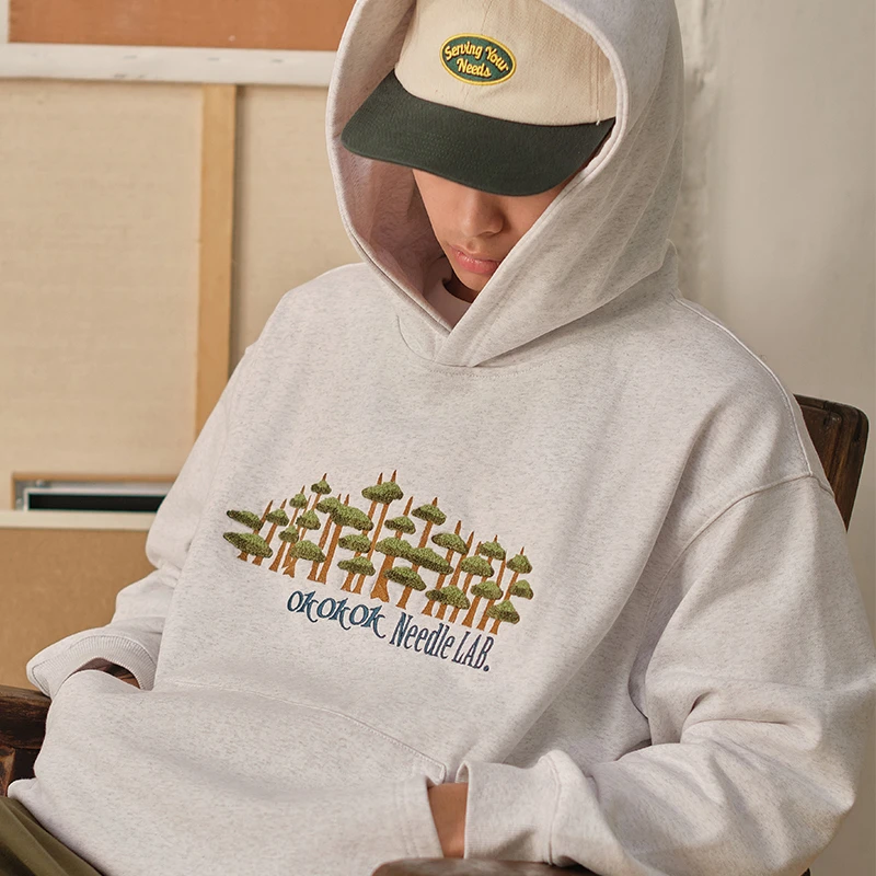 Battles 很嗨OK盆栽重磅毛巾刺绣连帽美式宽松休闲帽衫卫衣