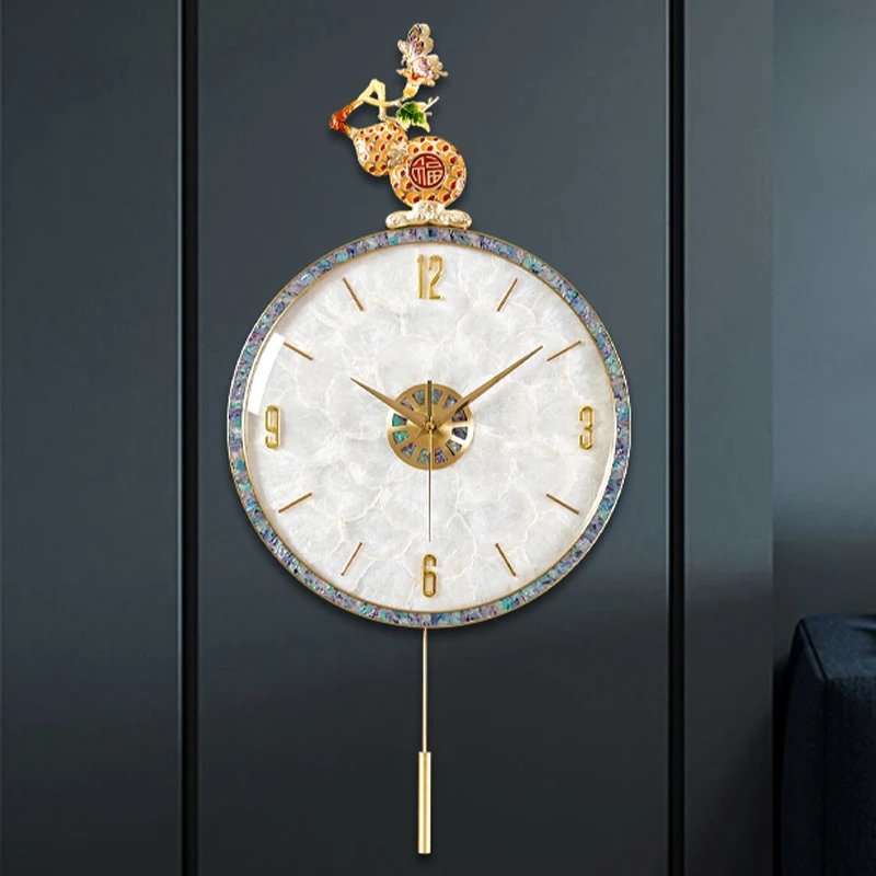 轻奢时尚客厅家用简约钟表挂钟时钟卧室创意大气中式静音挂墙中式