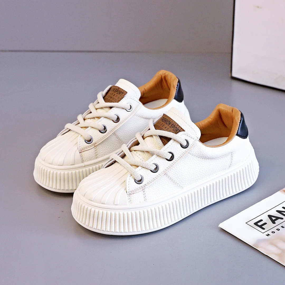 贝壳头2025春季新款女鞋厚底饼干鞋231-21//C