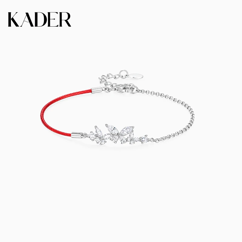 KADER/卡蒂罗 925银手链 心动蝴蝶手链女生925银红绳轻奢小众时尚