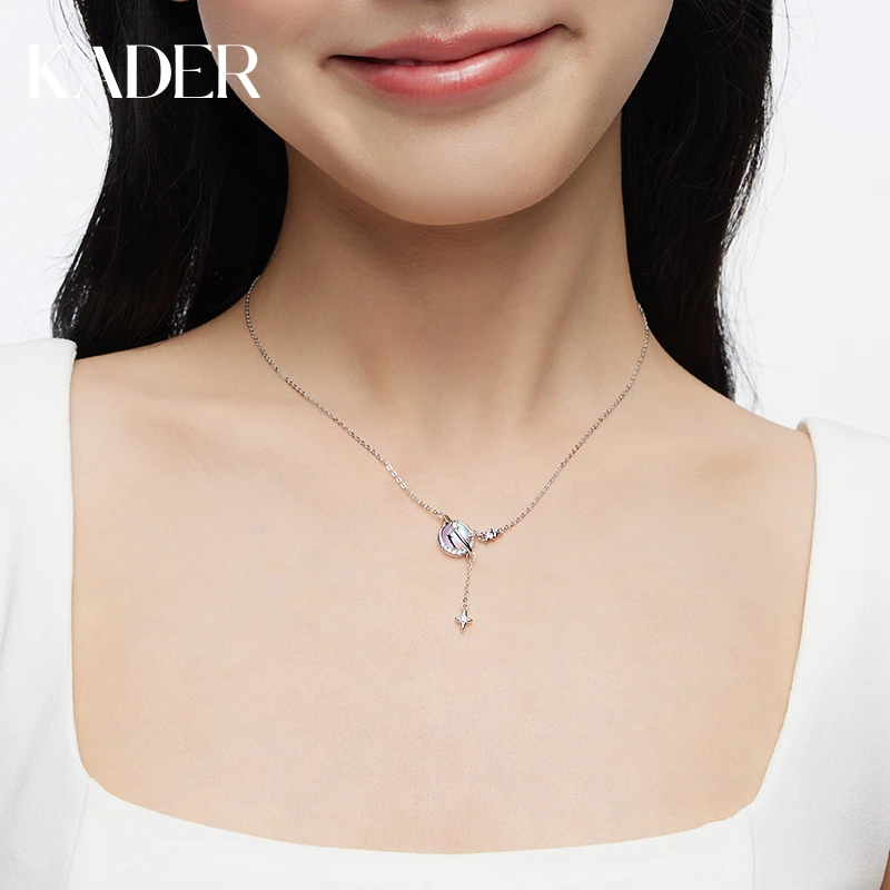 KADER/卡蒂罗 坠链均925银 幻彩星月项链轻奢小众设计感轻奢百搭