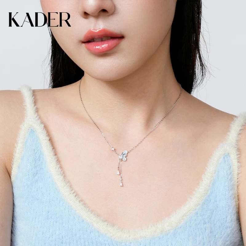 KADER/卡蒂罗 坠链均925银合成锆石 星夜蝴蝶项链女饰品小众设计