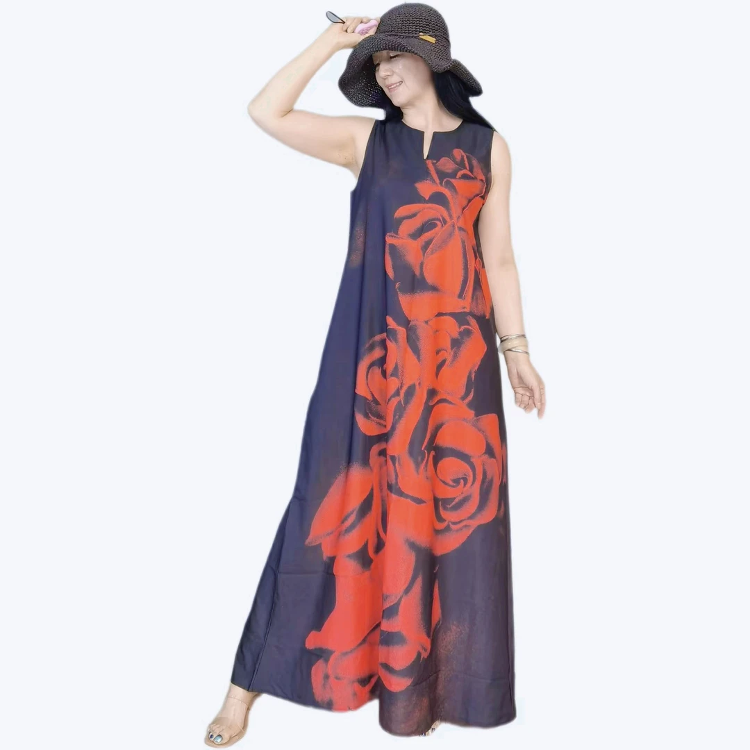 优优格调波西米亚欧美风格长裙显瘦减龄大码气质时尚百搭印花百搭