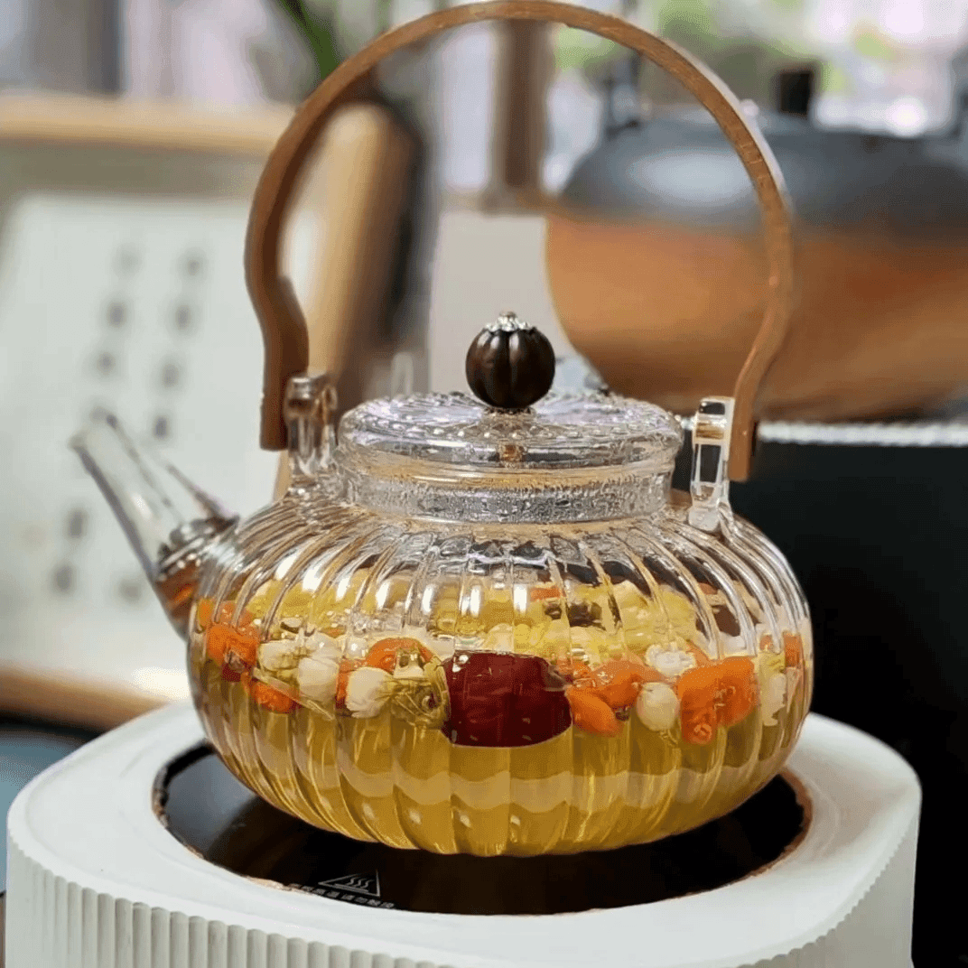 玻璃提梁壶电陶炉加热煮茶壶套装耐热黑茶壶家用泡茶壶养生烧水壶