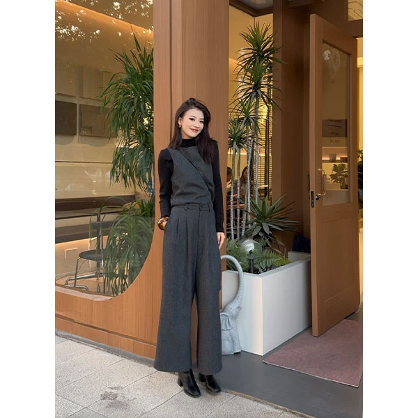 【谱写优雅】2024新款高级感圆领马甲阔腿裤T恤三件套