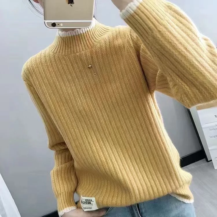 青青服饰推荐宽松半高领毛衣打底秋冬百搭加厚韩版时尚网红针织