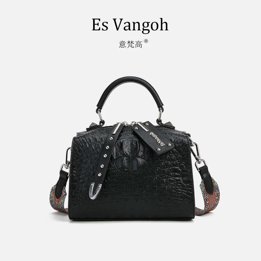 EsVangoh/意梵高 2024新款潮流鳄鱼纹百搭韩版手提斜跨包