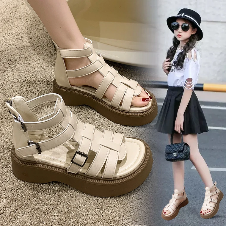 女童凉鞋2025夏季新款儿童软底公主凉鞋女孩中大童时尚百搭罗马鞋