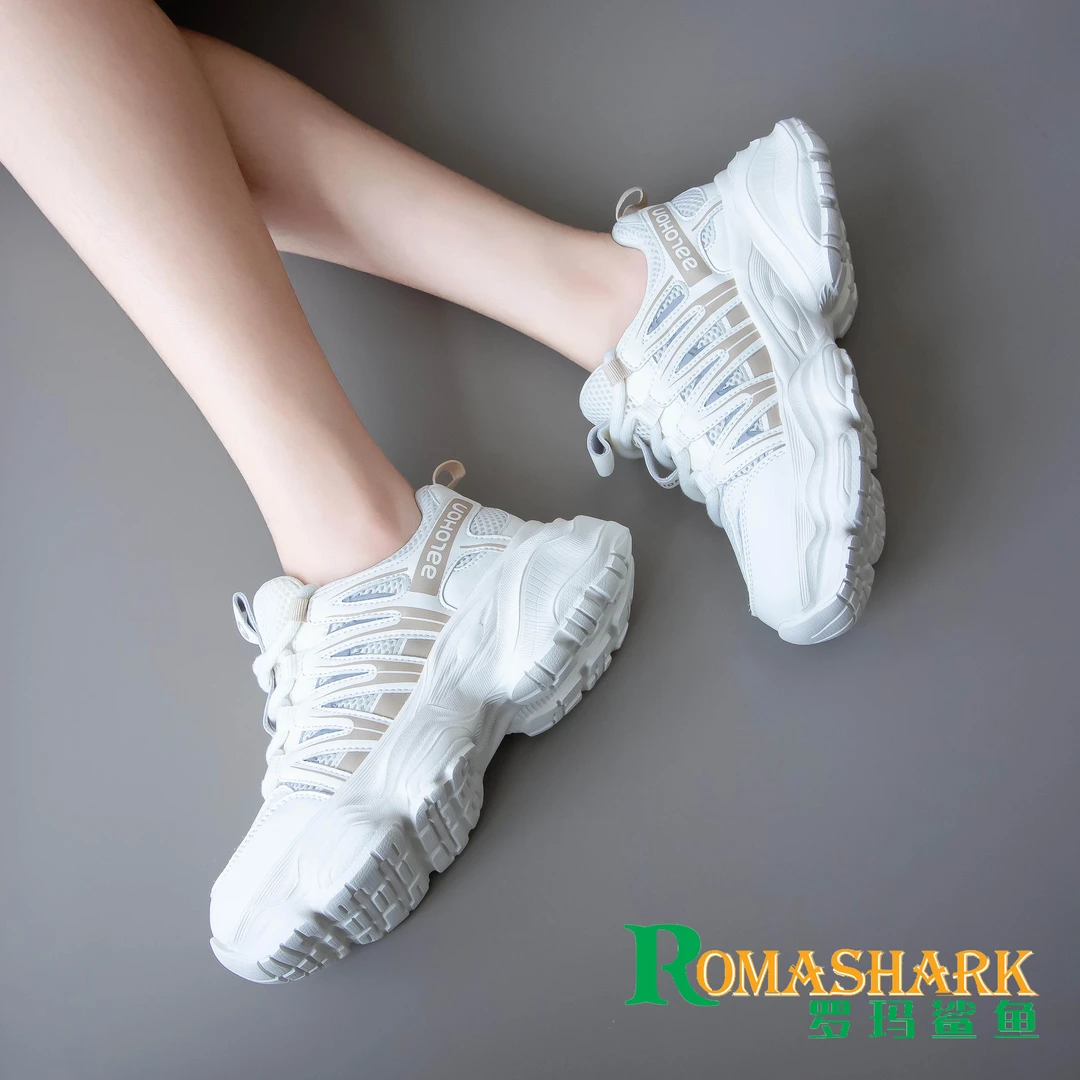 罗玛鲨鱼2024新款户外网面休闲运动百搭网红厚底四季可穿老爹鞋