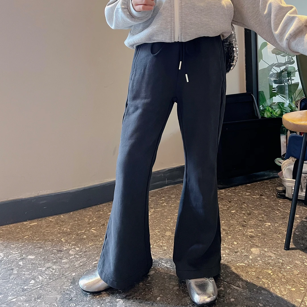 2024 MIKA秋季新品中大女童宽松系带休闲喇叭裤长裤