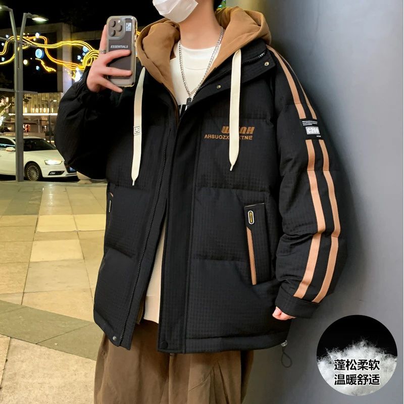 男士羽绒服外套柔软舒适蓬松连帽加厚宽松冬季潮流保暖加绒加厚