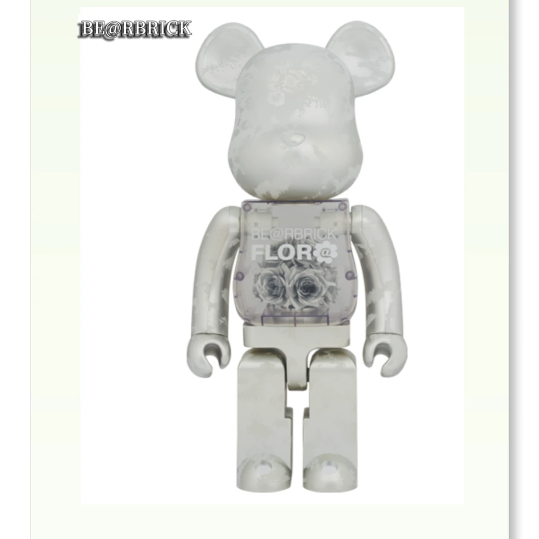Bearbrick 积木熊  400% FLOR@ SILVER 4代 白银玫瑰