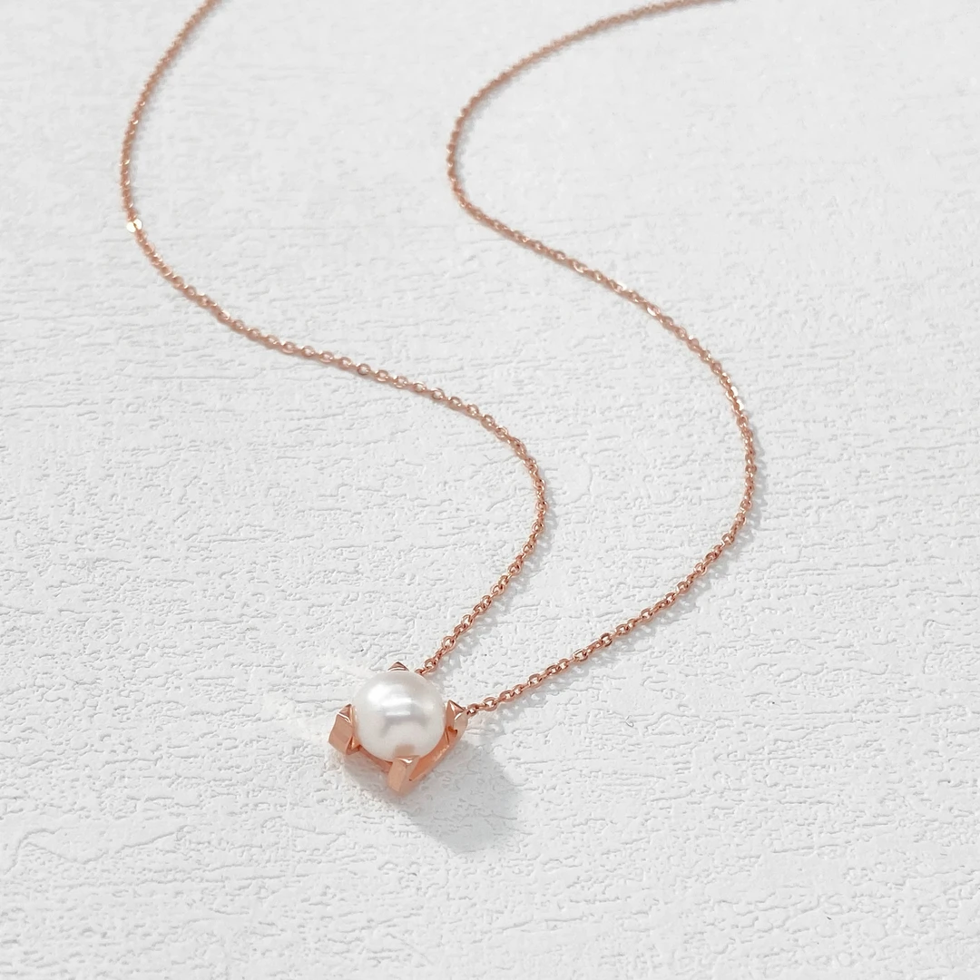 钛钢项链 木木（ZF1155）    简约气质牛头珠珠项链