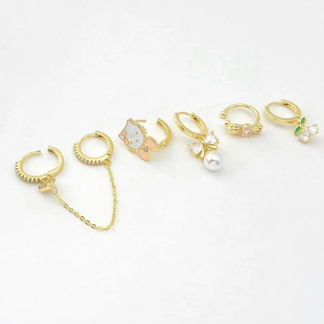 铜合金耳饰 木木（RZ2491）5只装  时尚耳饰