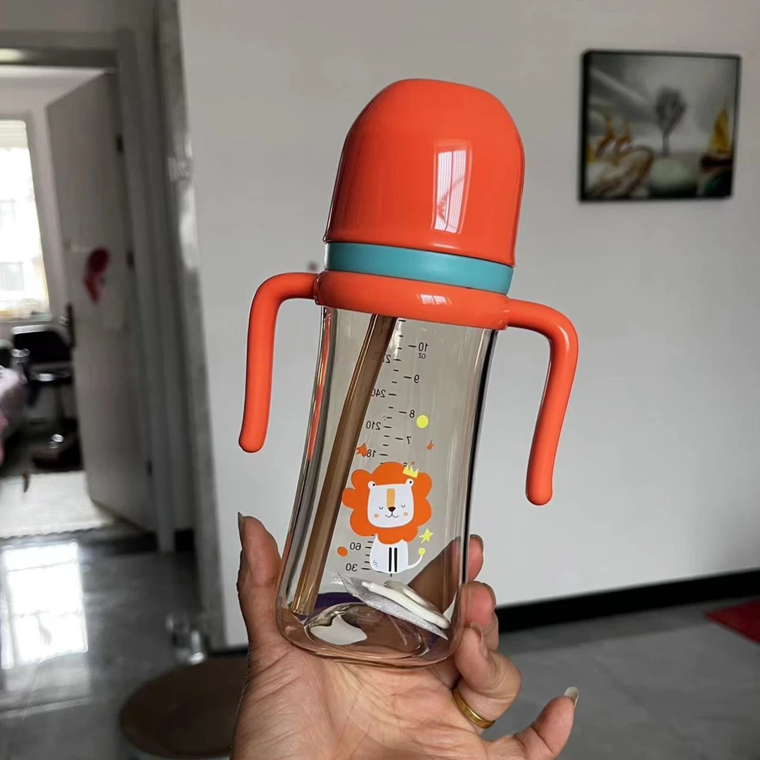 Lavill断奶瓶吸管杯喝奶可用PPSU吸嘴吸水杯喝水杯防呛宽口300ml