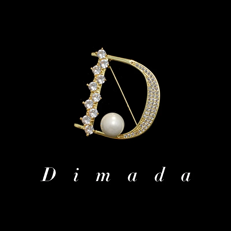 D.M.D/迪曼达 合金胸针 d885字母D胸针高档女简约胸花别针配饰