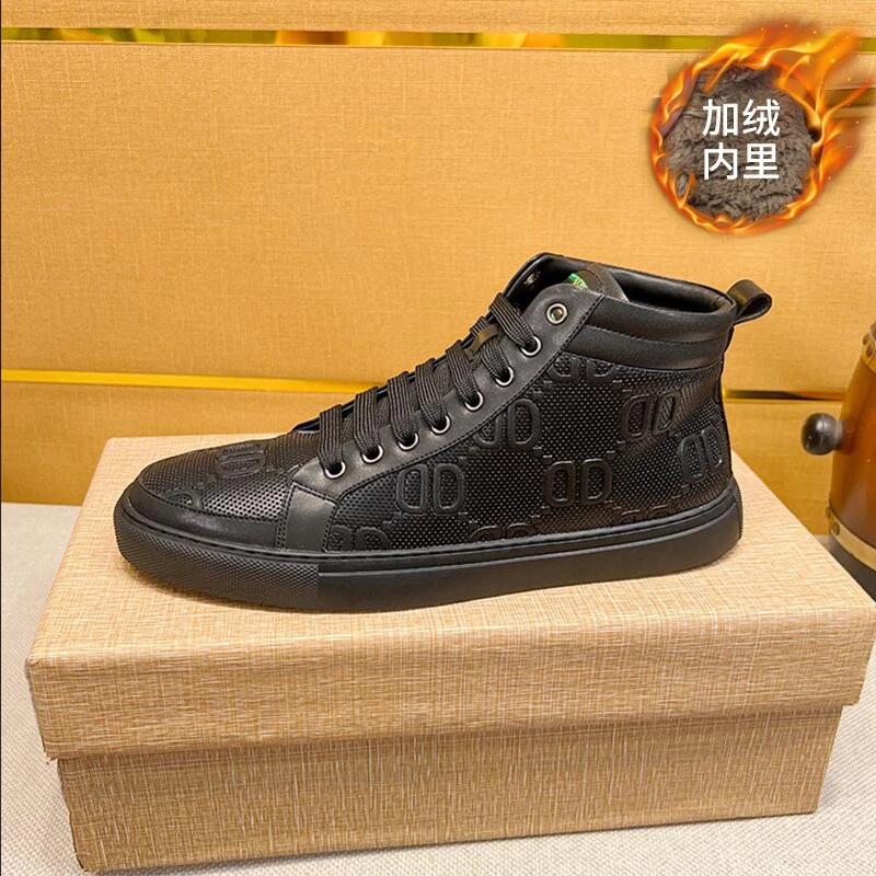 OH时尚男鞋中帮牛皮潮鞋冬季加绒保暖男士休闲鞋莆田鞋莆田运动鞋