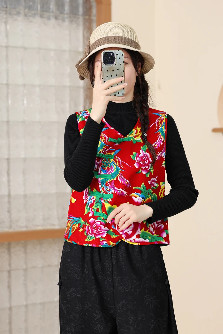 冬季加棉保暖新中式坎肩中老年时尚网红跳舞表演小马甲国风气质