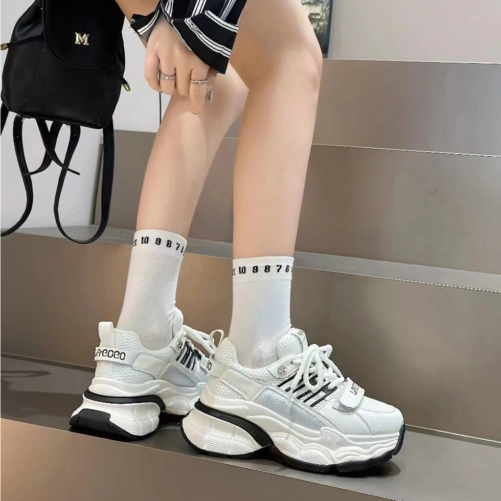 【75-1388】欧洲站春秋款真皮松糕后底老爹鞋