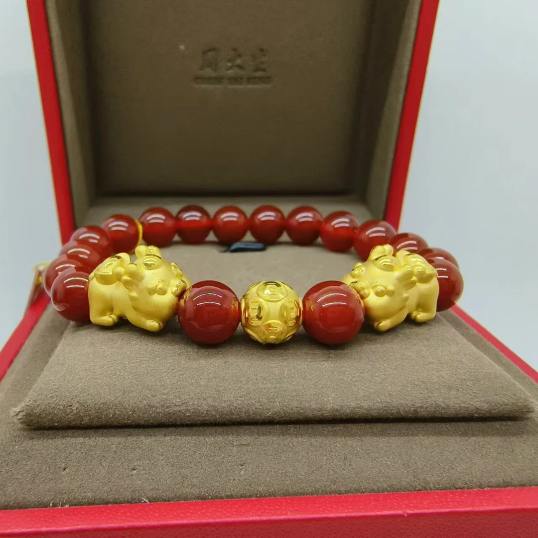 周大生足金貔貅黄金手链貔貅宝宝女款礼物新年礼物