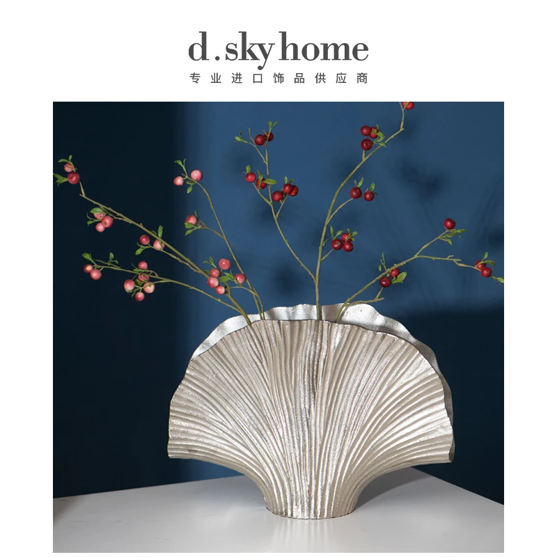 迪斯凯进口银色银杏花花器S26255#DSK1094