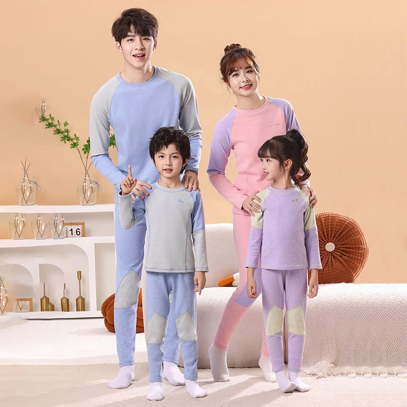 儿童保暖内衣套装男童女童宝宝睡衣中大童亲子秋冬小孩保暖衣套装