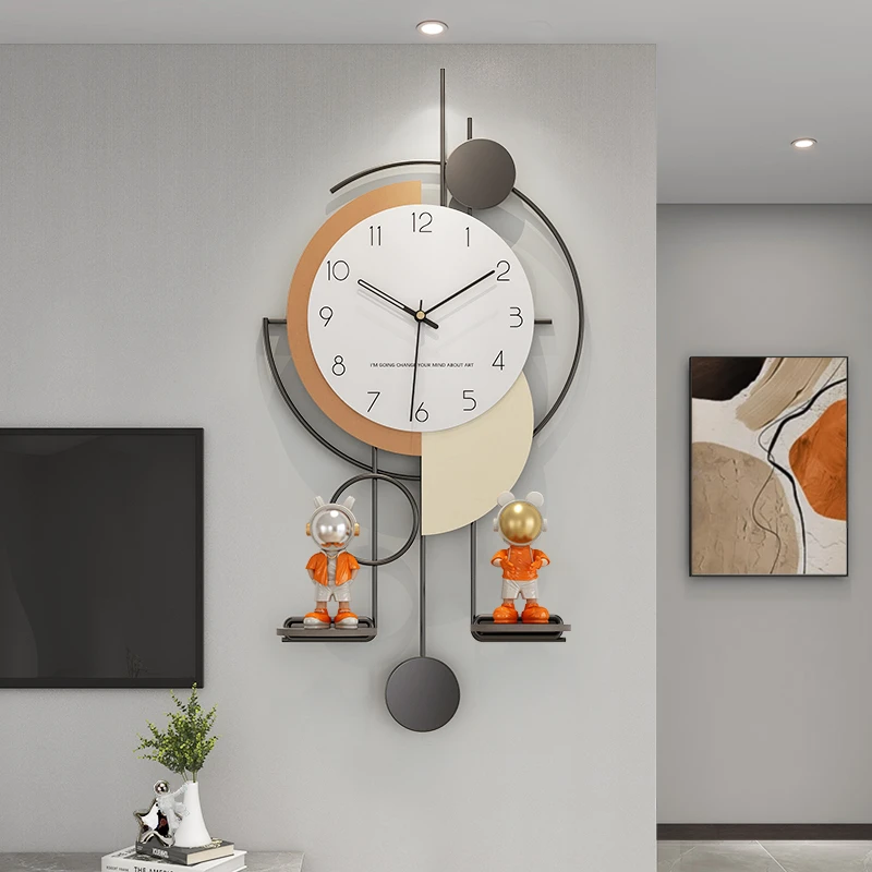心想事“橙”--客厅简约大气钟表餐厅装饰静音免打孔家用挂钟