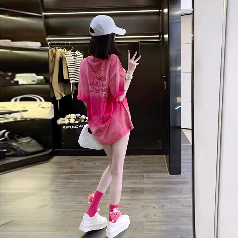 网红款短袖t恤女装夏装打底衫内搭中长款潮牌设计感小众上衣