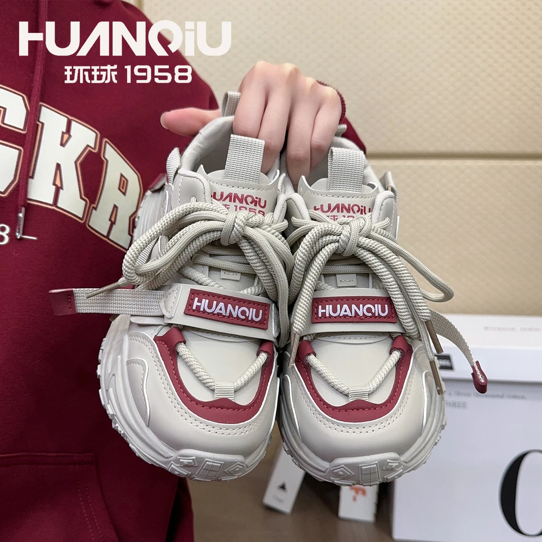 HUANQIU/环球老爹鞋女款2024爆款百搭厚底运动鞋韩版休闲学生女鞋