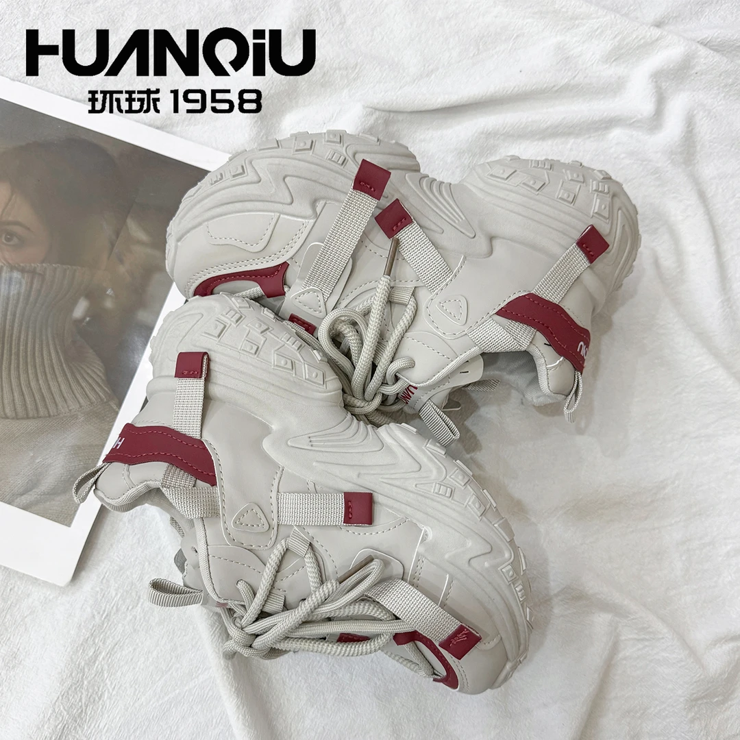 HUANQIU/环球老爹鞋女款2024爆款百搭厚底运动鞋韩版休闲学生女鞋