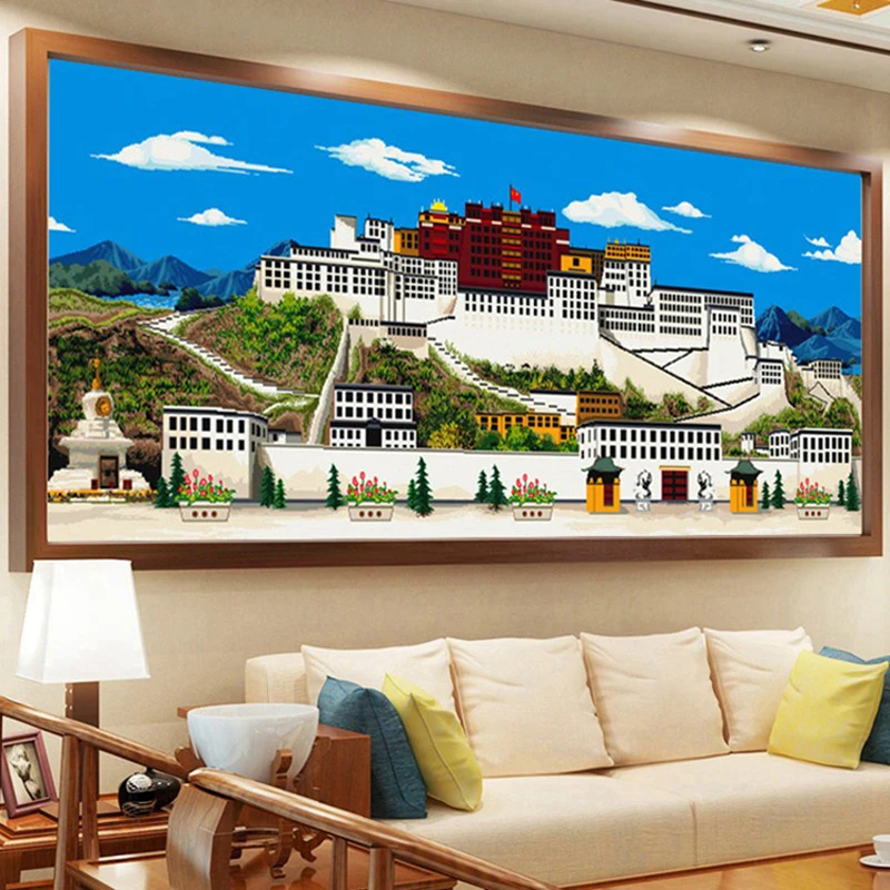 十字绣2025新款满绣自己绣手工简约现代客厅布达拉宫印花线绣刺绣