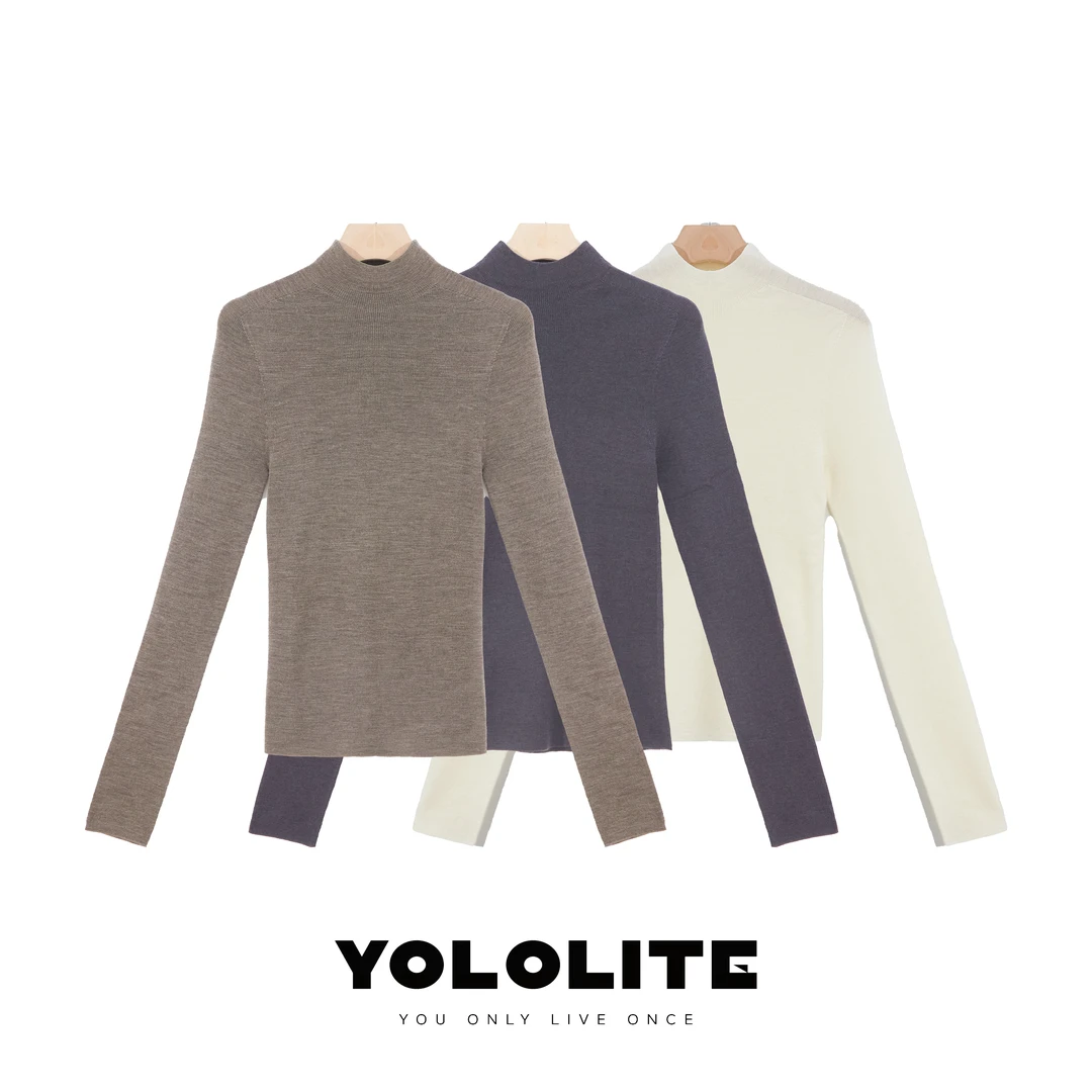 YOLOLITE【倾诉】2294半高领18针48支2股175克100%绵羊毛针织上衣