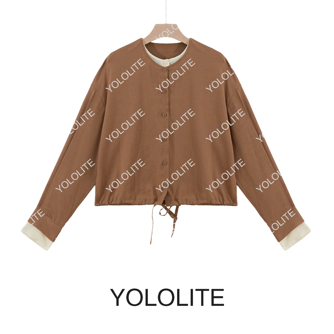 YOLOLITE【无常】1875新款休闲时尚百搭长袖圆领假两件拼接