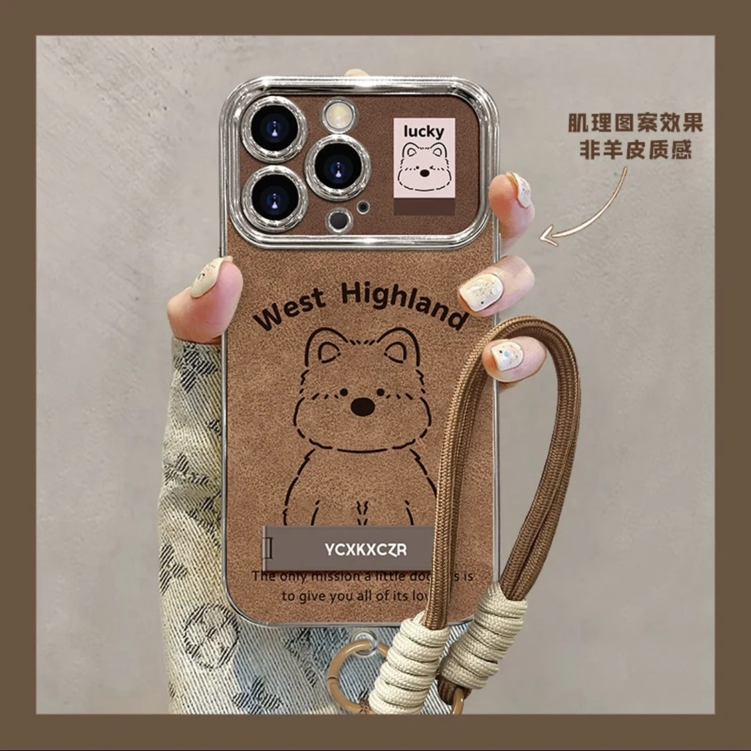 适用于苹果16可爱小狗手机壳OPPO华为VIVO松弛感防摔简约创意流行