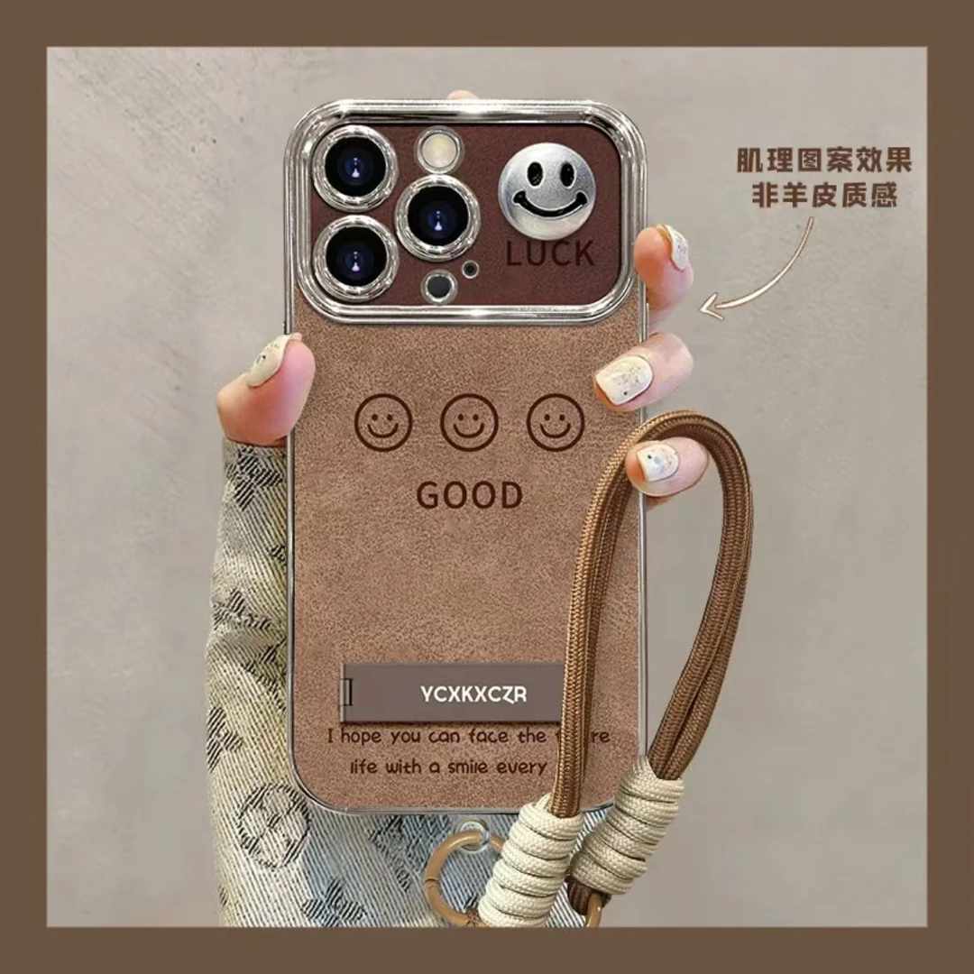 适用于苹果16简约笑脸手机壳OPPO华为VIVO松弛感ins风流行个性女