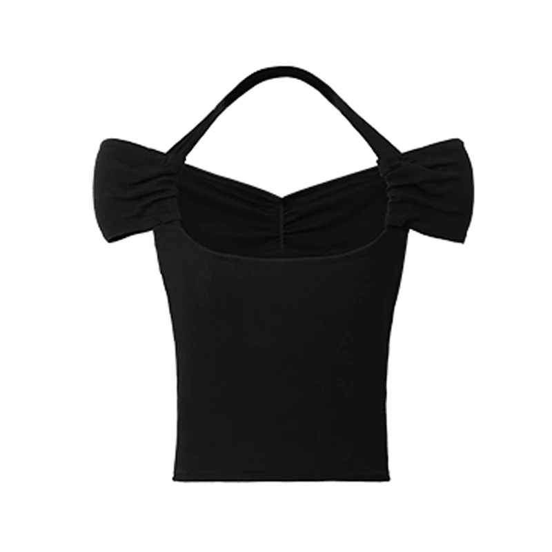 性感吊带短款夏季一字肩T恤露肩三穿设计感上衣修身小众法式辣妹