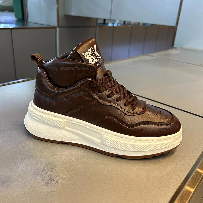 秋冬轻奢皮面高帮鞋男潮流舒适时尚百搭保暖防风网红爆款