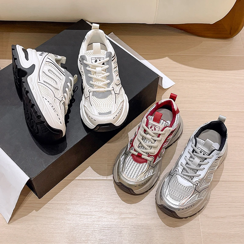 欧洲站经典百搭拼色老爹鞋2024夏季新款网面透气百搭时尚运动潮鞋