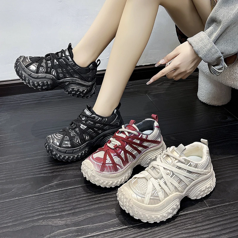 网红爆款蜘蛛老爹鞋2024夏秋网面设计师款炸街运动潮鞋复古增高