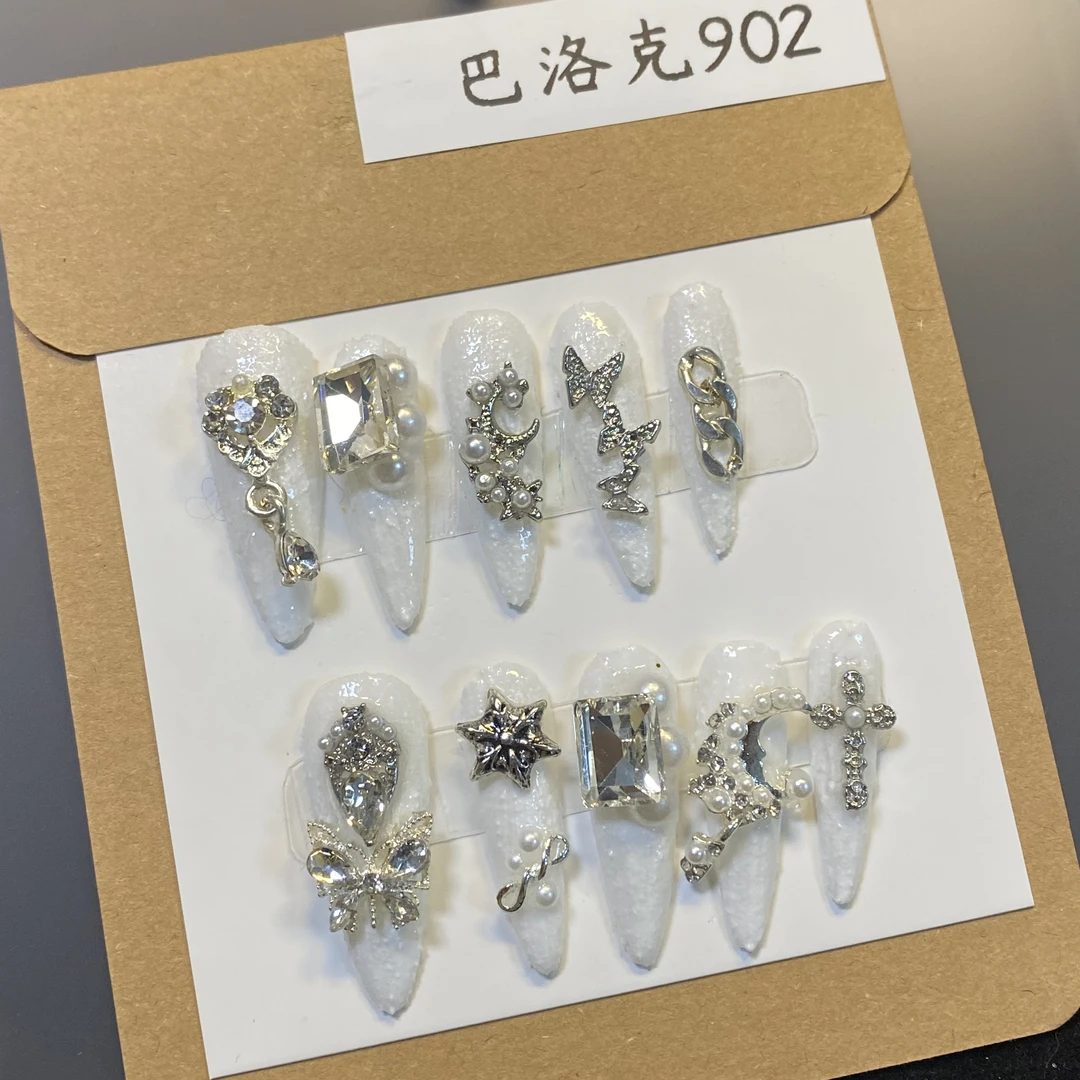 【巴洛克】纯手工穿戴甲重工款晶石蝴蝶复古巴洛克石膏胶美甲X